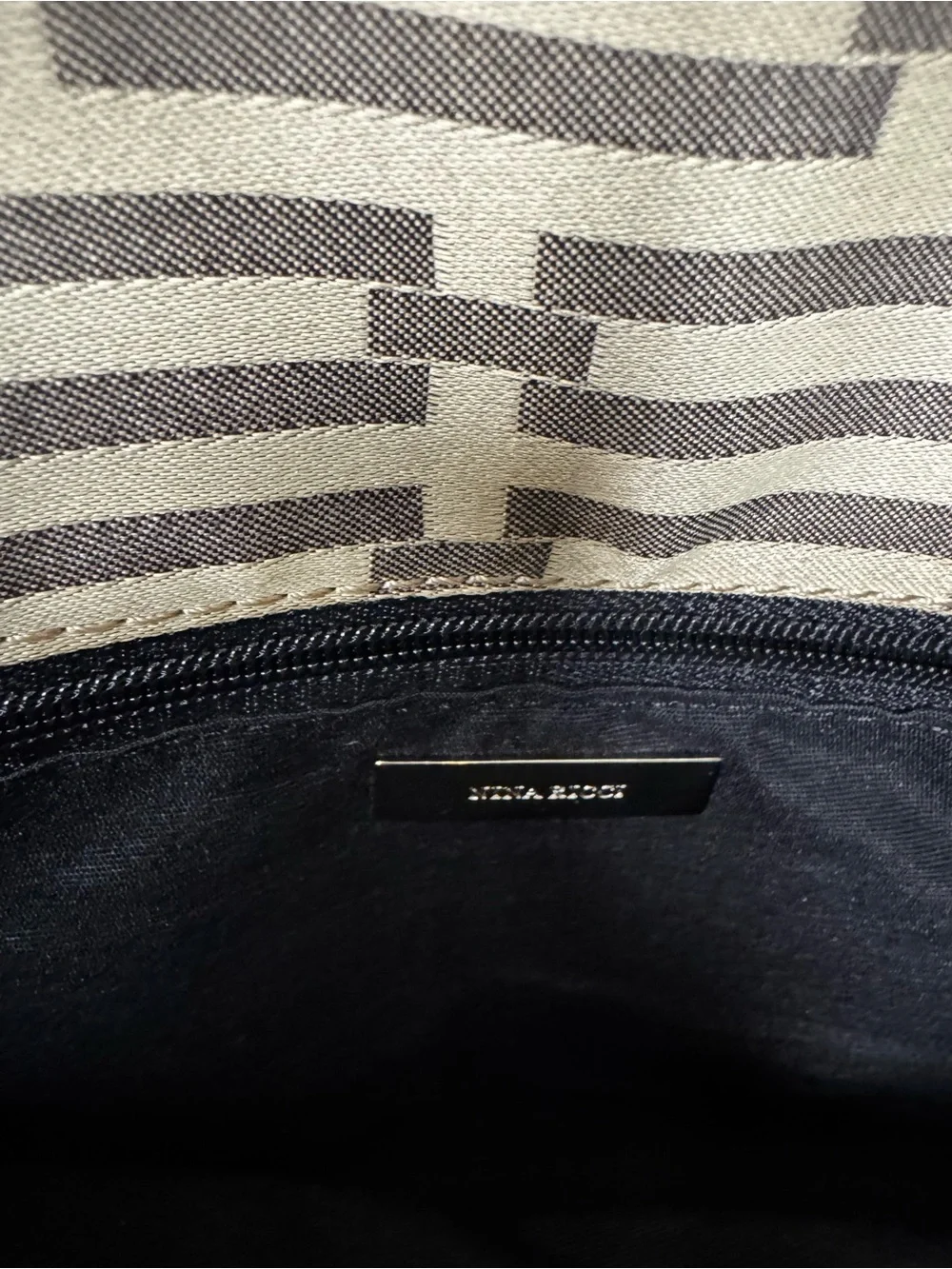 Nina Ricci Beige & Brown Logo Shoulder Bag with Black Strap